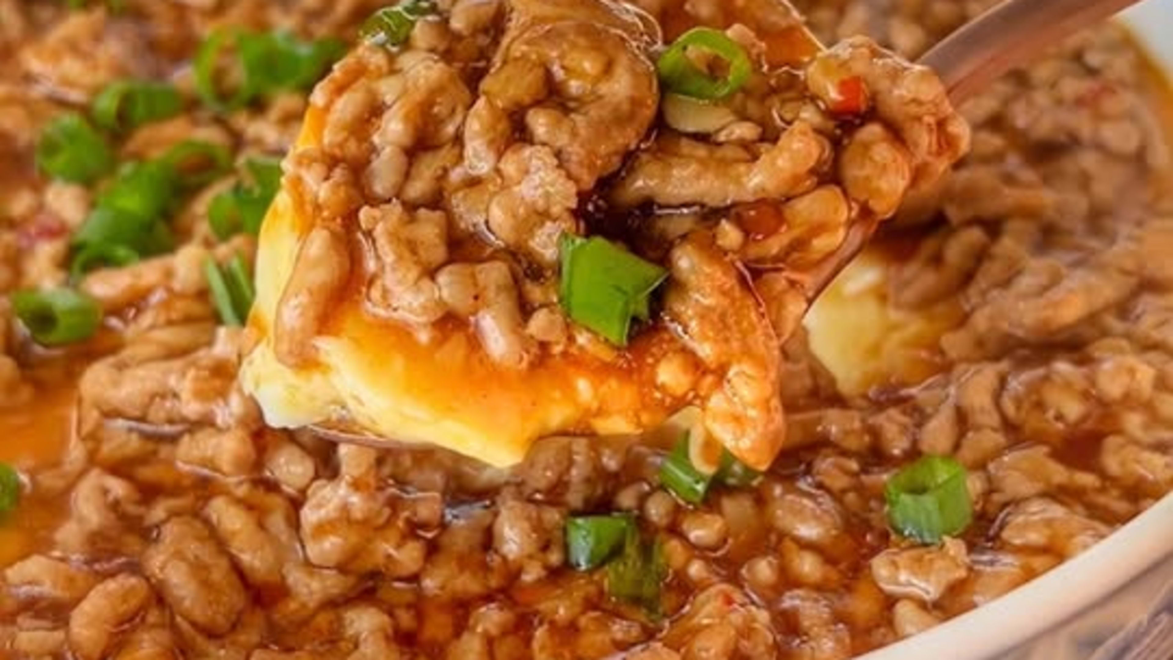 Silky Steamed Egg with Savory Garlic Meat Sauce