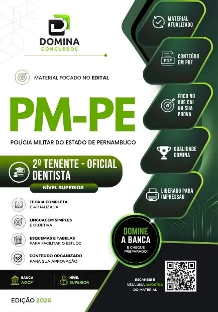 Oficial Dentista PM PE | Apostila 2026