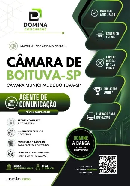 Agente de Comunicação Câmara de Boituva SP | Apostila 2026