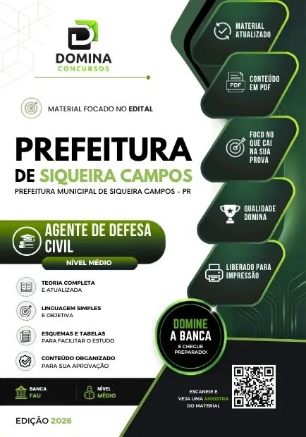 Agente de Defesa Civil Siqueira Campos PR | Apostila 2026