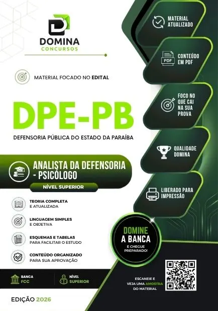 Analista Defensoria Psicólogo DPE PB | Apostila 2026