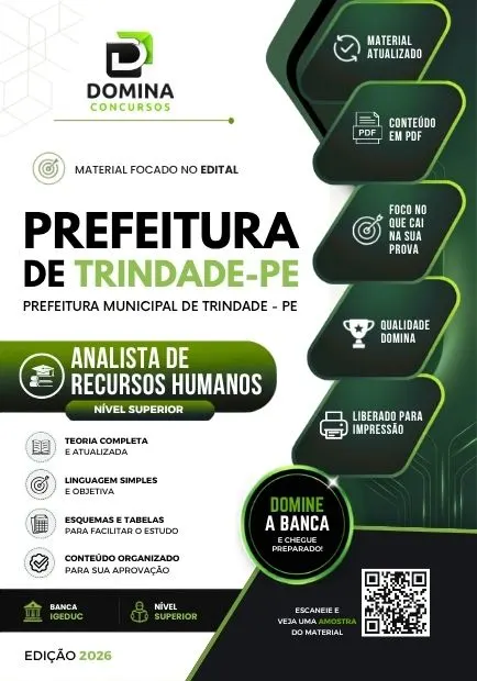 Analista de Recursos Humanos Trindade PE | Apostila 2026 Analista de Recursos Humanos Trindade PE | Apostila 2026