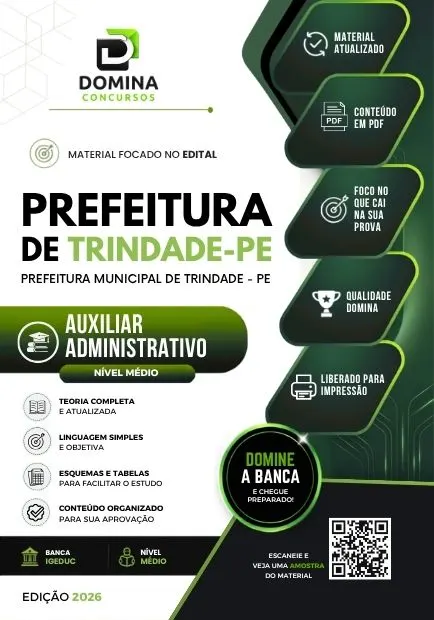 Auxiliar Administrativo Trindade PE | Apostila 2026