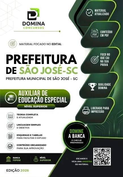 Auxiliar de Educação Especial São José SC | Apostila 2026