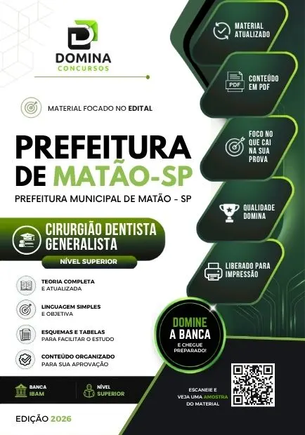 Cirurgião Dentista Matão SP | Apostila 2026