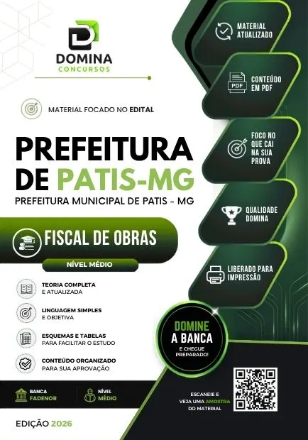 Fiscal de Obras Patis MG | Apostila 2026
