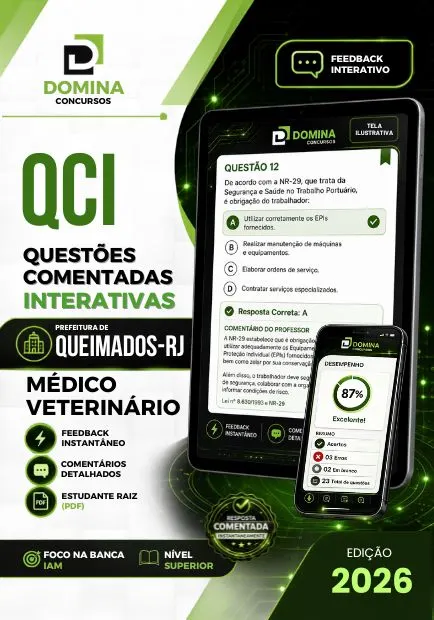 Médico Veterinário Queimados RJ | 1250 Questões Comentadas 2026