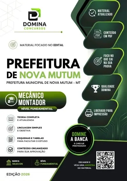 Mecânico Montador Nova Mutum MT | Apostila 2026