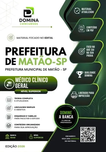 Médico Clínico Geral Matão SP | Apostila 2026