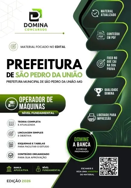 Operador de Máquinas São Pedro da União MG | Apostila 2026