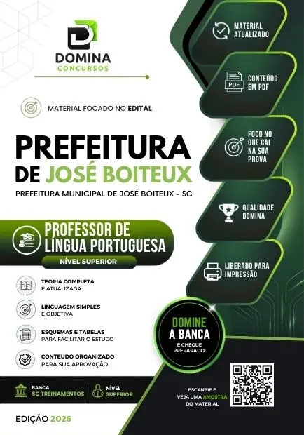 Professor de Língua Portuguesa José Boiteux SC | Apostila 2026