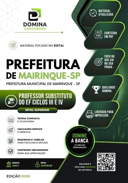 Professor Ensino Fundamental Mairinque SP | Apostila 2026