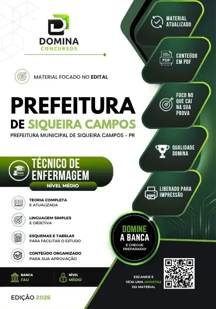 Técnico de Enfermagem Siqueira Campos PR | Apostila 2026