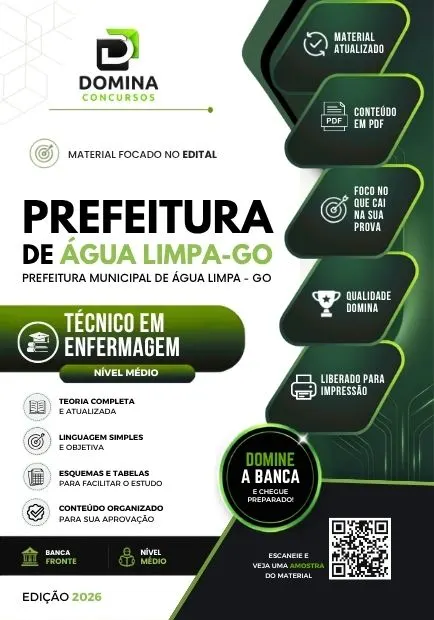 Técnico em Enfermagem Água Limpa GO | Apostila 2026