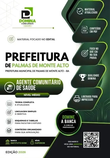 Agente Comunitário de Saúde Palmas Monte Alto BA | Apostila 2026