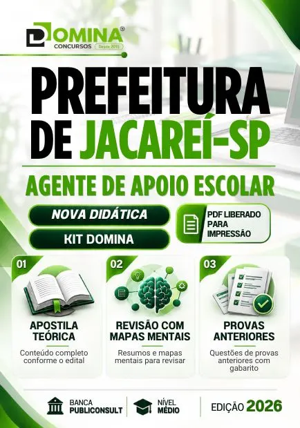 Agente de Apoio Escolar Jacareí SP | Apostila 2026