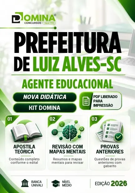 Agente Educacional Prefeitura Luiz Alves SC | Apostila 2026