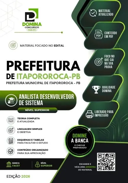 Analista Desenvolvedor de Sistema Itapororoca PB | Apostila 2026