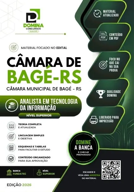 Analista de Tecnologia da Informação Câmara Bagé RS | Apostila 2026