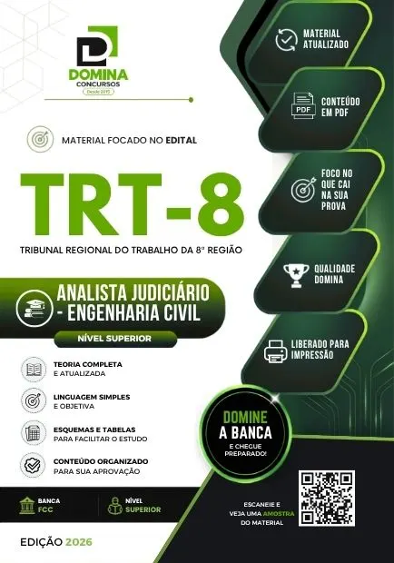 Analista Judiciário Engenharia Civil TRT 8 Região | Apostila 2026
