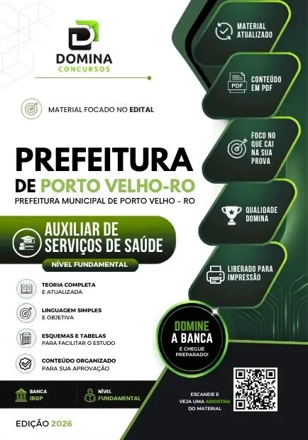 Auxiliar de Serviços de Saúde Porto Velho RO | Apostila 2026