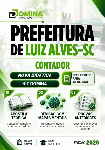 Contador Prefeitura Luiz Alves SC | Apostila 2026
