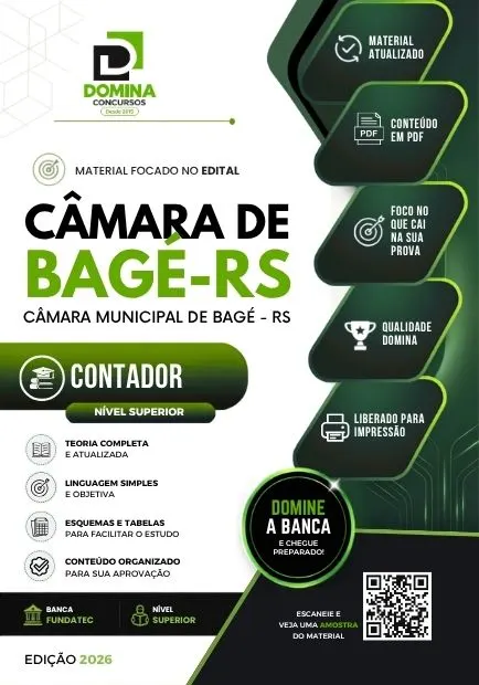 Contador Câmara Bagé RS | Apostila 2026