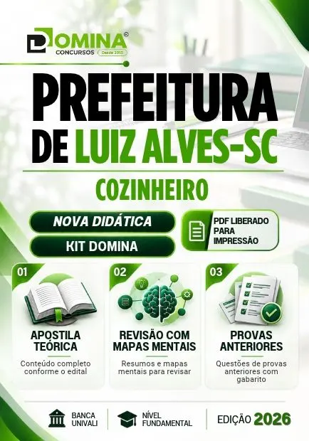 Cozinheiro Prefeitura Luiz Alves SC | Apostila 2026