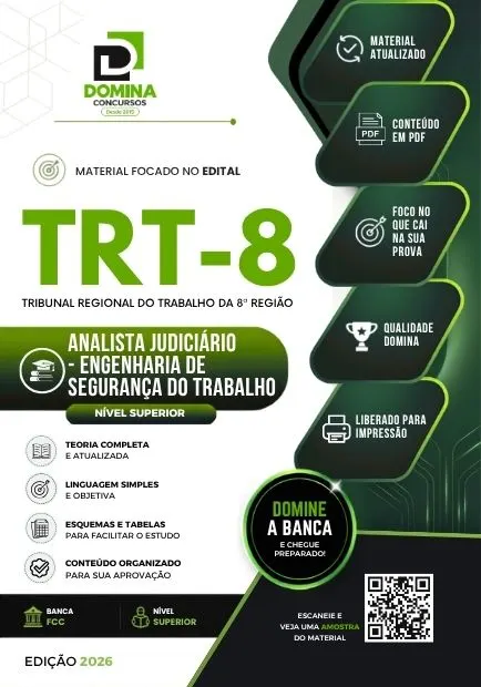 Analista Judiciário Engenharia Segurança do Trabalho TRT 8 Região | Apostila 2026