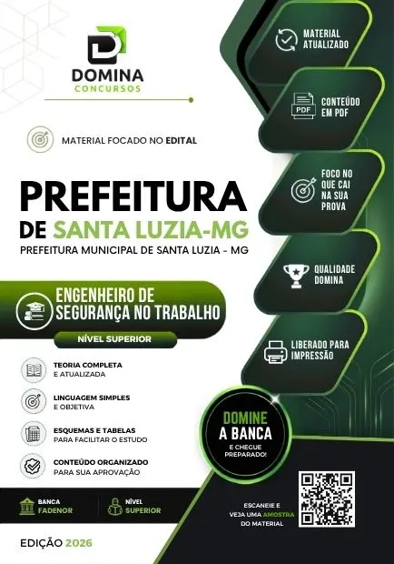 Engenheiro de Segurança no Trabalho Santa Luzia MG | Apostila 2026
