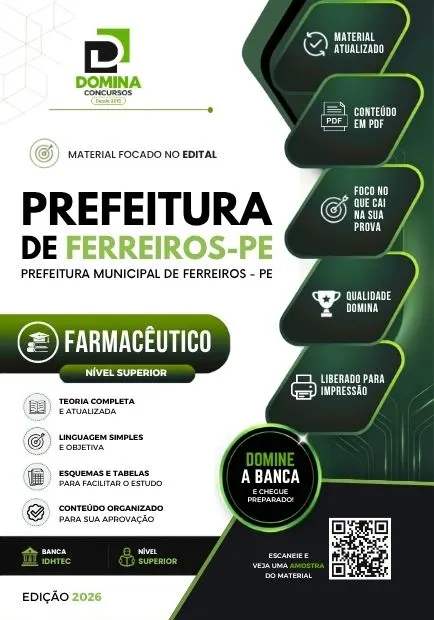 Farmacêutico Ferreiros PE | Apostila 2026