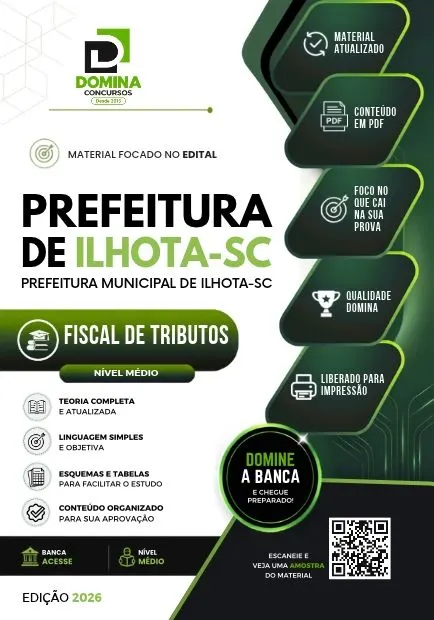 Fiscal de Tributos Prefeitura Ilhota SC | Apostila 2026