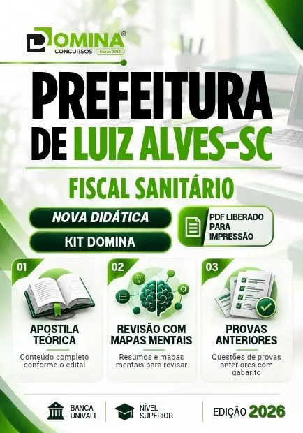 Fiscal Sanitário Prefeitura Luiz Alves SC | Apostila 2026