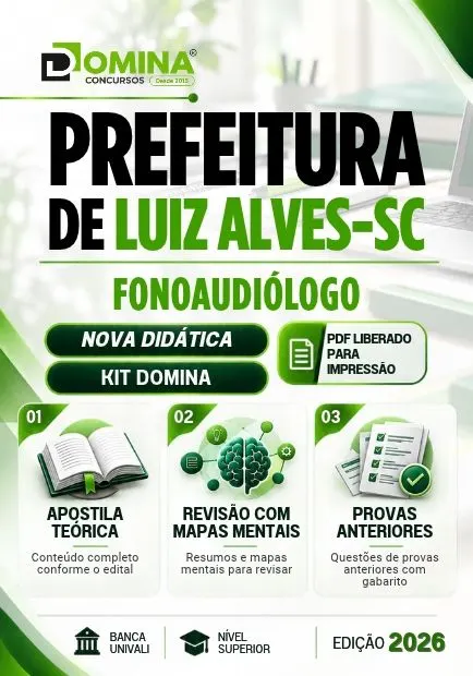 Fonoaudiólogo Prefeitura Luiz Alves SC | Apostila 2026