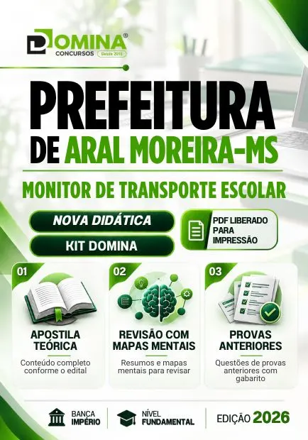 Monitor de Transporte Escolar Aral Moreira MS | Apostila 2026