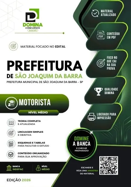 Motorista Prefeitura São Joaquim da Barra SP | Apostila 2026