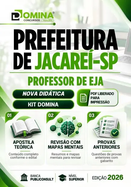 Professor de EJA Prefeitura Jacareí SP | Apostila 2026