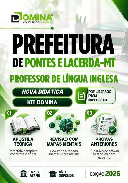 Professor de Inglês Pontes e Lacerda MT | Apostila 2026 Professor de Inglês Pontes e Lacerda MT | Apostila 2026