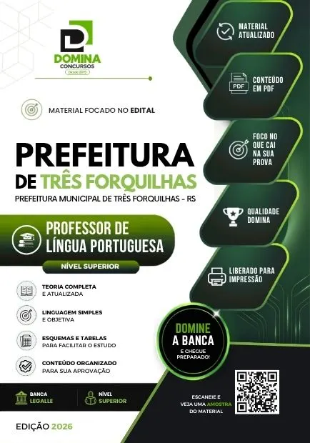 Professor de Português Três Forquilhas RS | Apostila 2026