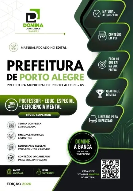 Professor de Educação Especial Deficiência Mental Prefeitura Porto Alegre RS | Apostila 2026