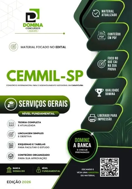 Serviços Gerais CEMMIL Carapicuíba SP | Apostila 2026