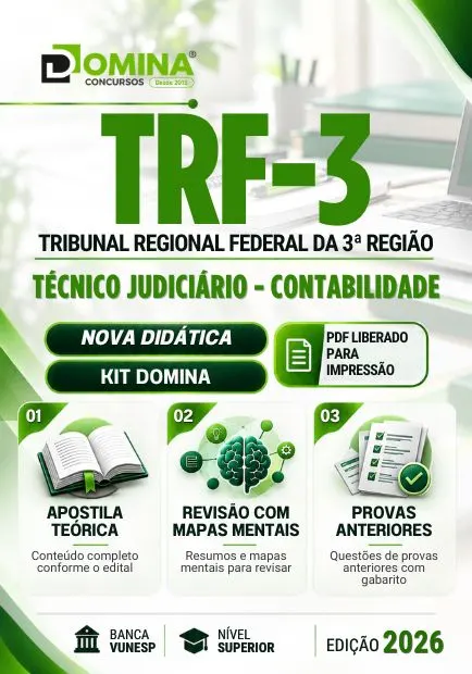 Técnico Judiciário Contabilidade TRF 3 | Apostila 2026