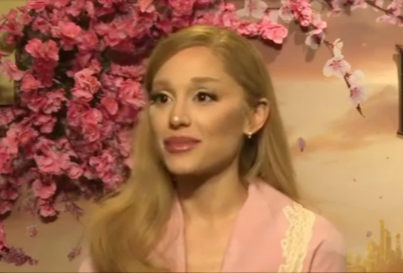 Ariana Grande photographed during press for Wicked in 2024