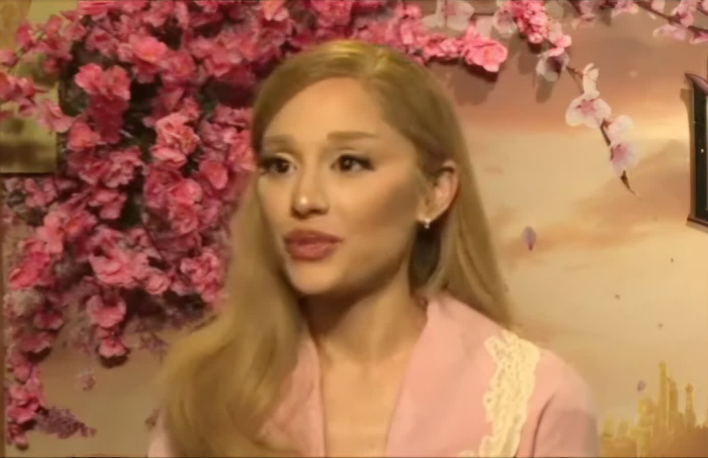 Ariana Grande photographed during press for Wicked in 2024