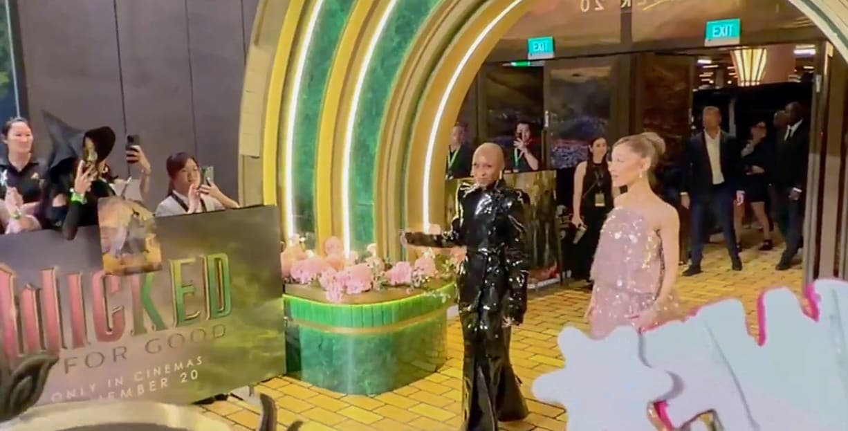 Cynthia Erivo and Ariana Grande at the Wicked: For Good premiere in Singapore, 2025