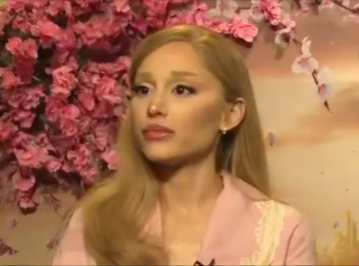 Ariana Grande during an interview to promote Wicked (2024)