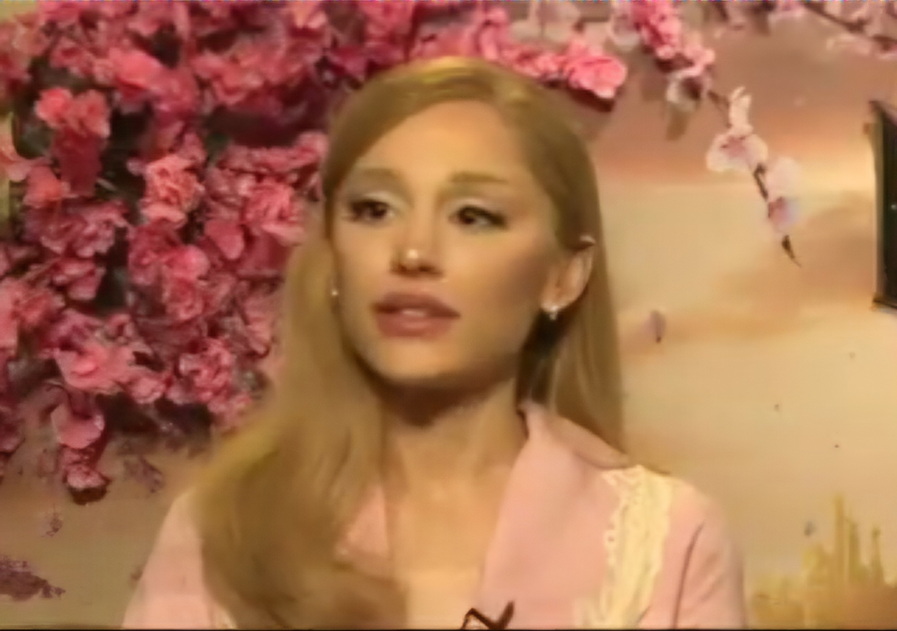 Ariana Grande during an interview to promote Wicked (2024)