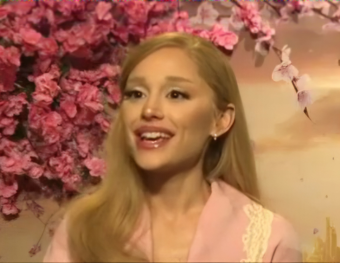 Ariana Grande during an interview to promote Wicked (2024)