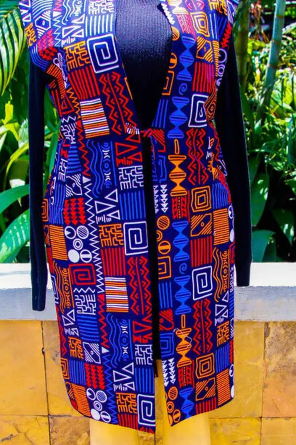 African print, sleeveless, kimono