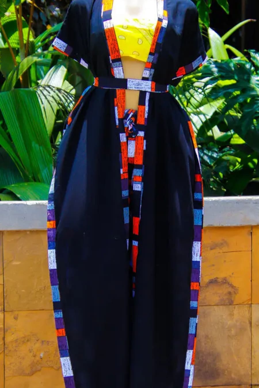 Black chiffon Ankara Kimono, photo 1